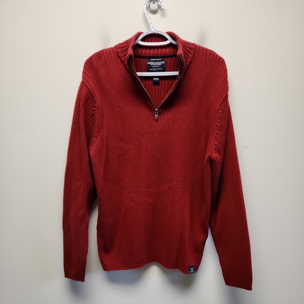 American Eagle Outfitters Cardigan Ribbed‎ Quarter Zip Sweater Mens Large